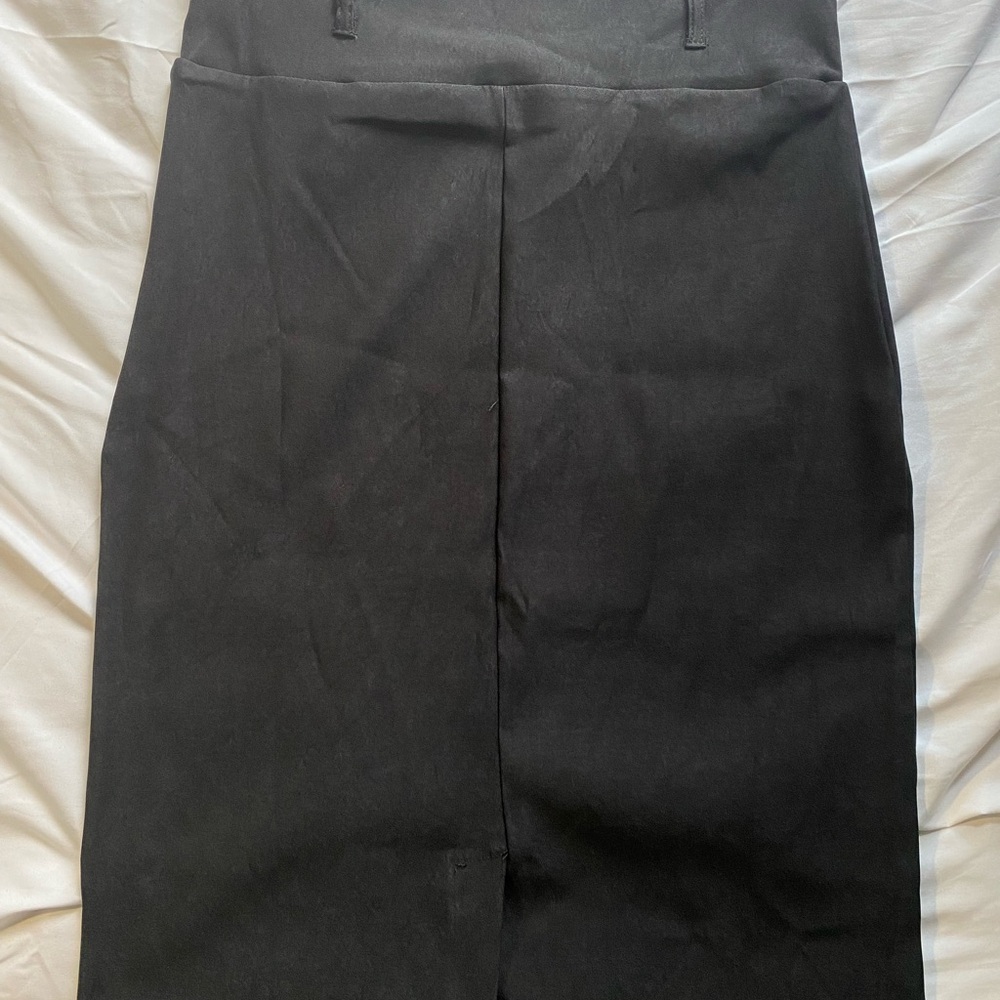 Iris Black Pencil Skirt with Slit for Work